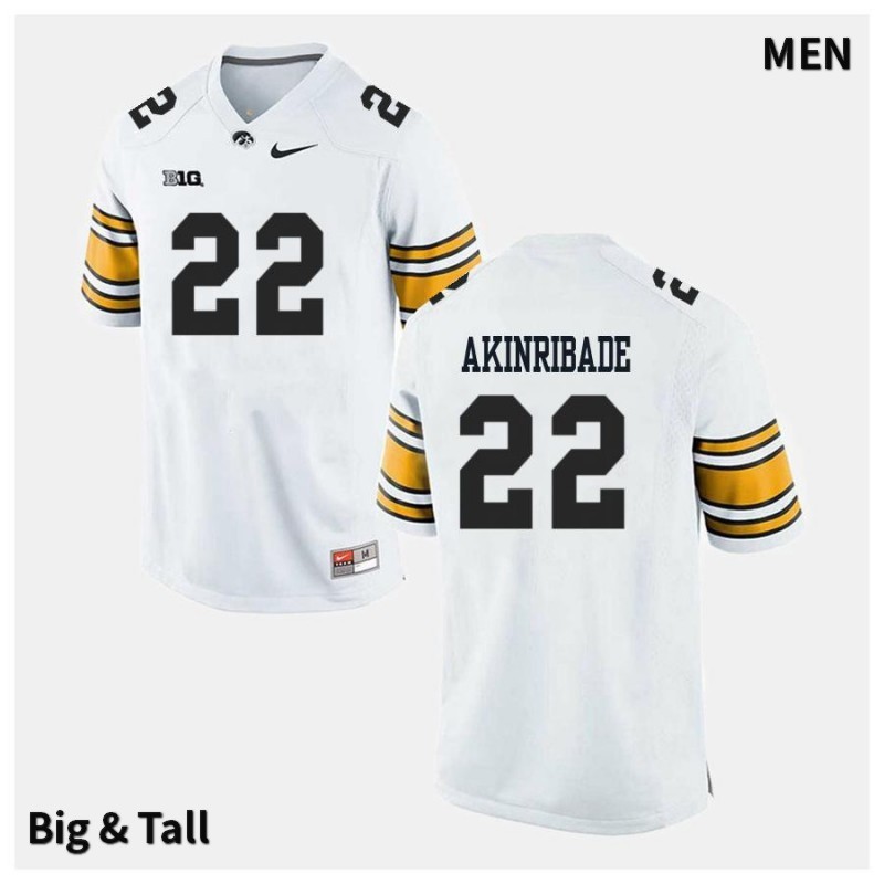 Men's Iowa Hawkeyes NCAA #22 Toks Akinribade White Authentic Nike Big & Tall Alumni Stitched College Football Jersey HO34A81XU